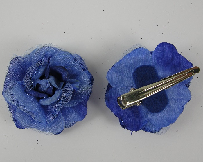 (image for) 2 duckklemmen met roos blauw - Klik op afbeelding om te sluiten